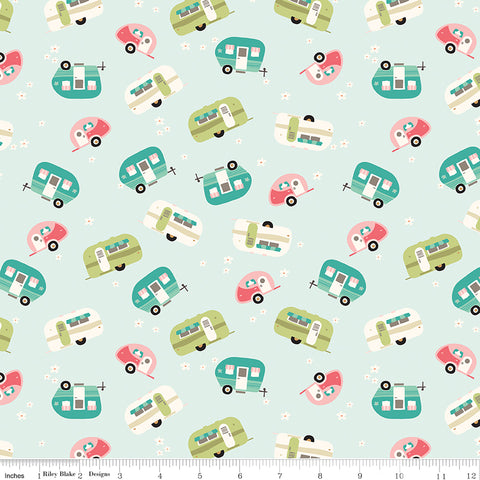 Glamp Camp Mint Trailers Yardage by My Mind's Eye for Riley Blake Designs