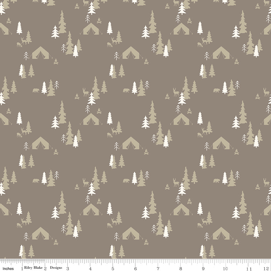 Glamp Camp Pebble Tent Pines Yardage by My Mind's Eye for Riley Blake Designs