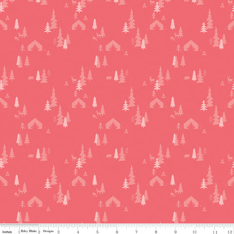 Glamp Camp Raspberry Tent Pines Yardage by My Mind's Eye for Riley Blake Designs