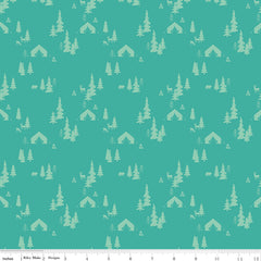 Glamp Camp Teal Tent Pines Yardage by My Mind's Eye for Riley Blake Designs