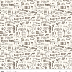 Glamp Camp Cream Camp Phrases Yardage by My Mind's Eye for Riley Blake Designs