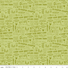 Glamp Camp Green Camp Phrases Yardage by My Mind's Eye for Riley Blake Designs