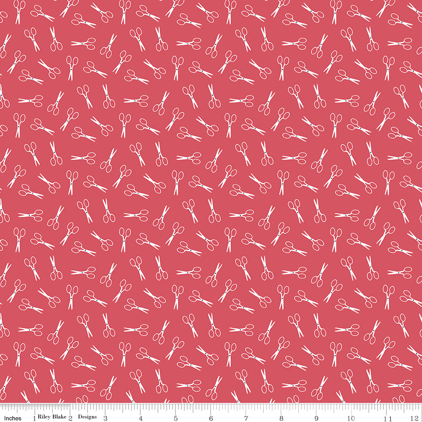 Sew Much Fun Tea Rose Scissors Yardage by Echo Park Paper for Riley Blake Designs
