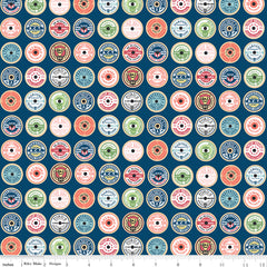 Sew Much Fun Navy Spool Toppers Yardage by Echo Park Paper for Riley Blake Designs