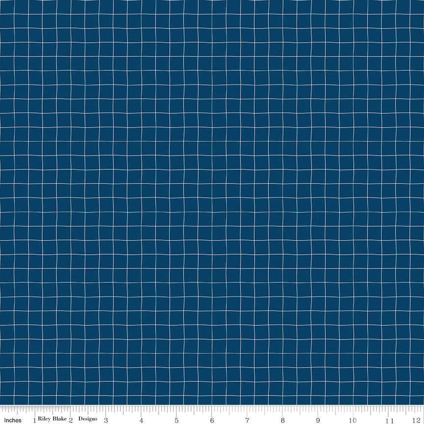 Sew Much Fun Navy Grid Yardage by Echo Park Paper for Riley Blake Designs