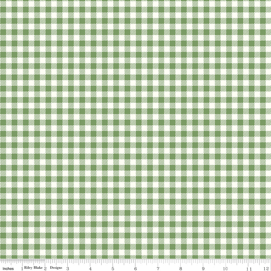 Bee Ginghams Basil ReNae Yardage by Lori Holt for Riley Blake Designs
