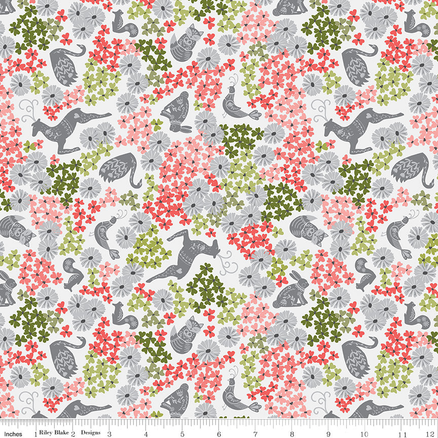 Fable Off White Fauna Yardage by Jill Finley for Riley Blake Designs