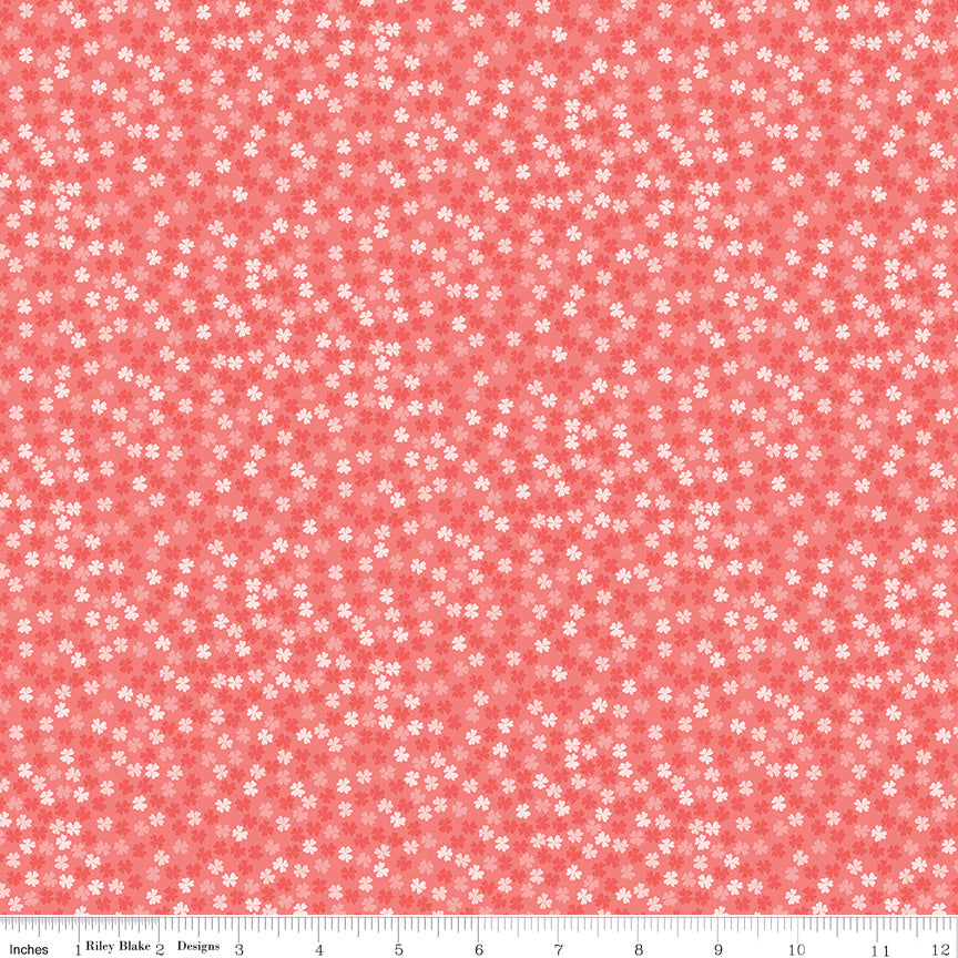 Fable Coral Tiny Blooms Yardage by Jill Finley for Riley Blake Designs