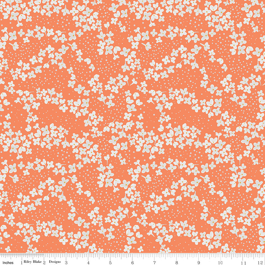With A Flourish Salmon Blossoms Yardage by Simple Simon and Co. for Riley Blake Designs