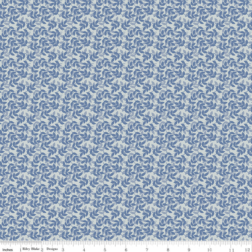 With A Flourish Denim Leaves Yardage by Simple Simon and Co. for Riley Blake Designs