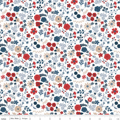Red White And True Off White Floral Yardage by Dani Mogstad for Riley Blake Designs