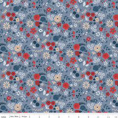 Red White And True Stone Floral Yardage by Dani Mogstad for Riley Blake Designs