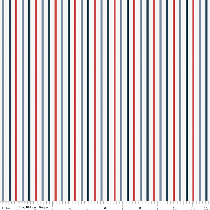 Red White And True Off White Stripes Yardage by Dani Mogstad for Riley Blake Designs