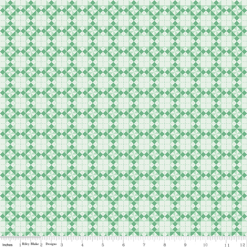 Sweet Acres Mint Barn Quilts Yardage by Beverly McCullough for Riley Blake Designs