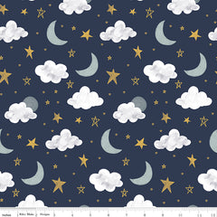 It's A Boy Navy Stars & Moon Yardage by Echo Park Paper for Riley Blake Designs