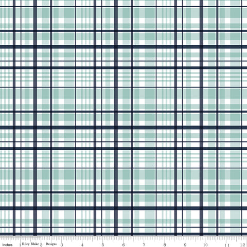 It's A Boy Aqua Plaid Yardage by Echo Park Paper for Riley Blake Designs