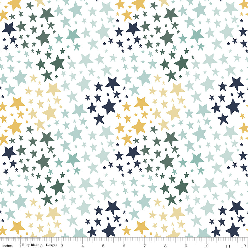 It's A Boy White Stars Yardage by Echo Park Paper for Riley Blake Designs