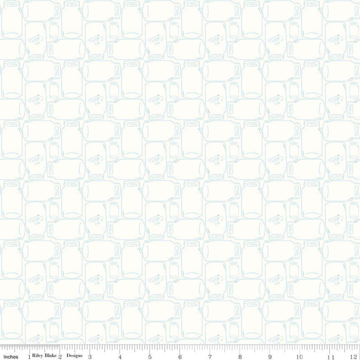 Bee Basics Aqua Canning Jar Yardage by Lori Holt for Riley Blake Designs