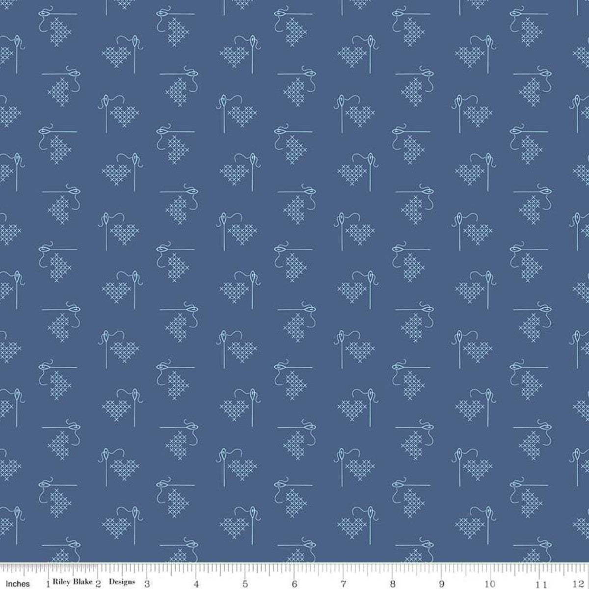 Bee Basics Blue Heart Yardage by Lori Holt for Riley Blake Designs