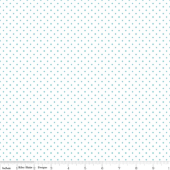 Swiss Dot Aqua on White Yardage by Riley Blake Designs