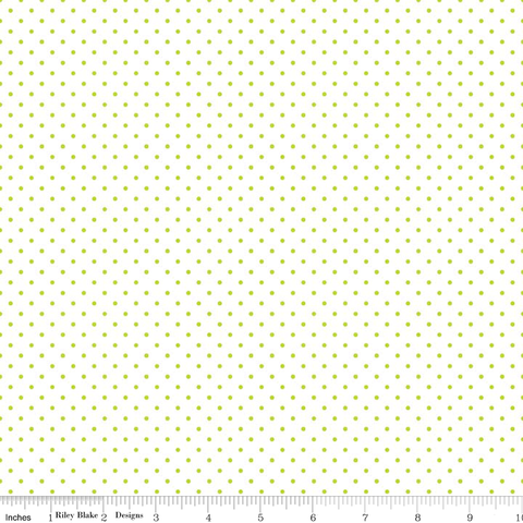Swiss Dot Lime on White Yardage by Riley Blake Designs
