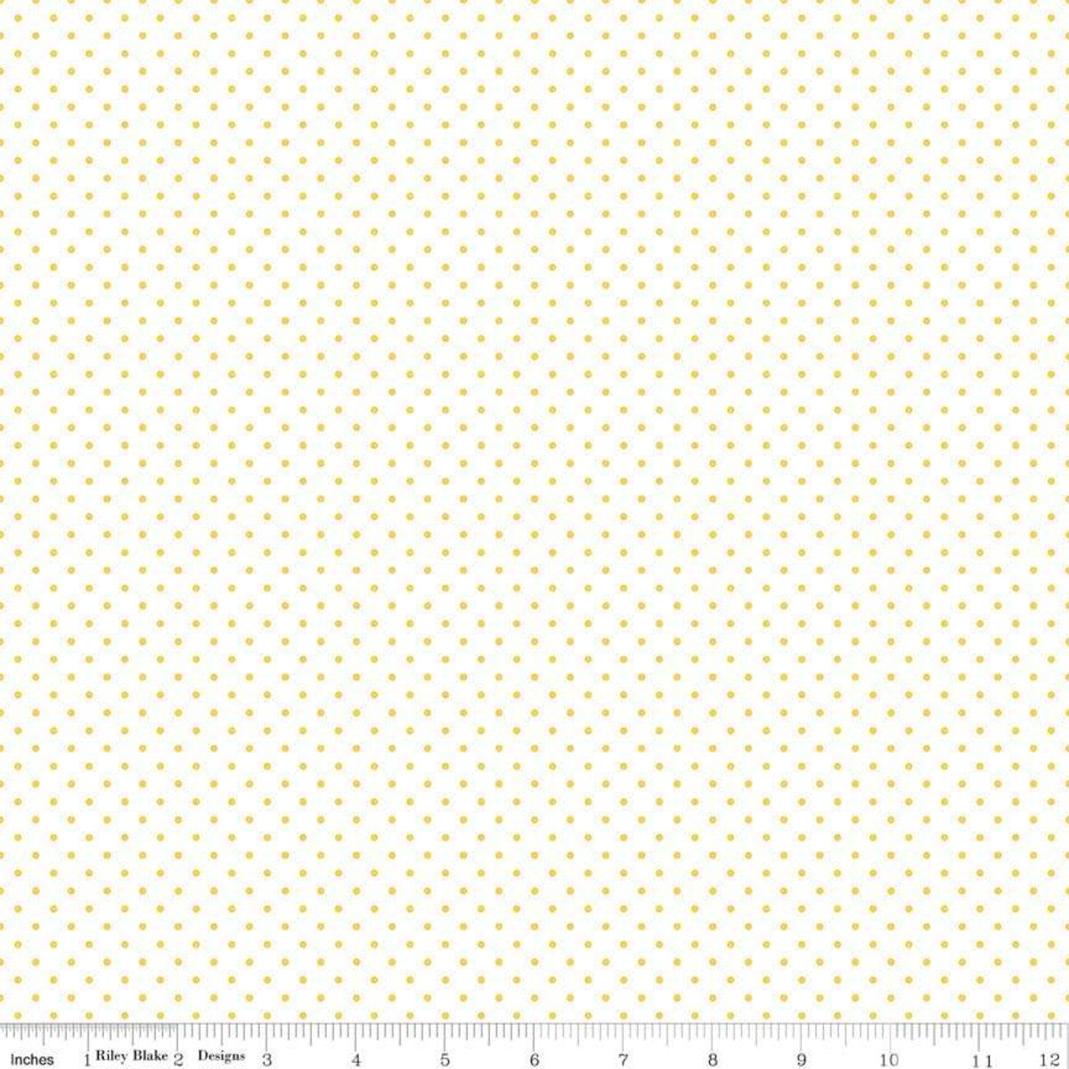 Swiss Dot Yellow on White Yardage by Riley Blake Designs