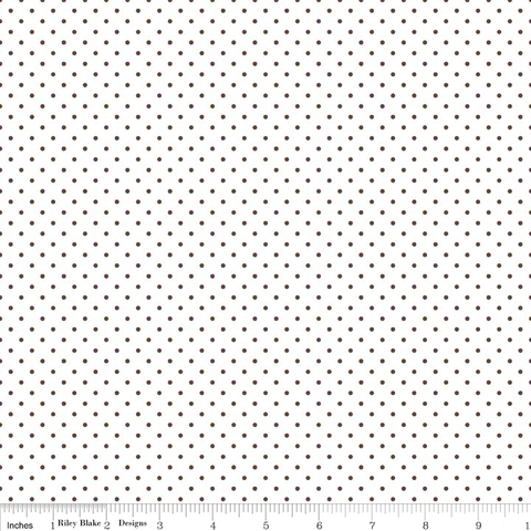 Swiss Dot Brown on White Yardage by Riley Blake Designs