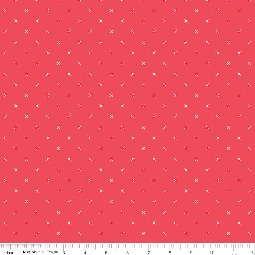 Bee Cross Stitch Cayenne Yardage by Lori Holt for Riley Blake Designs