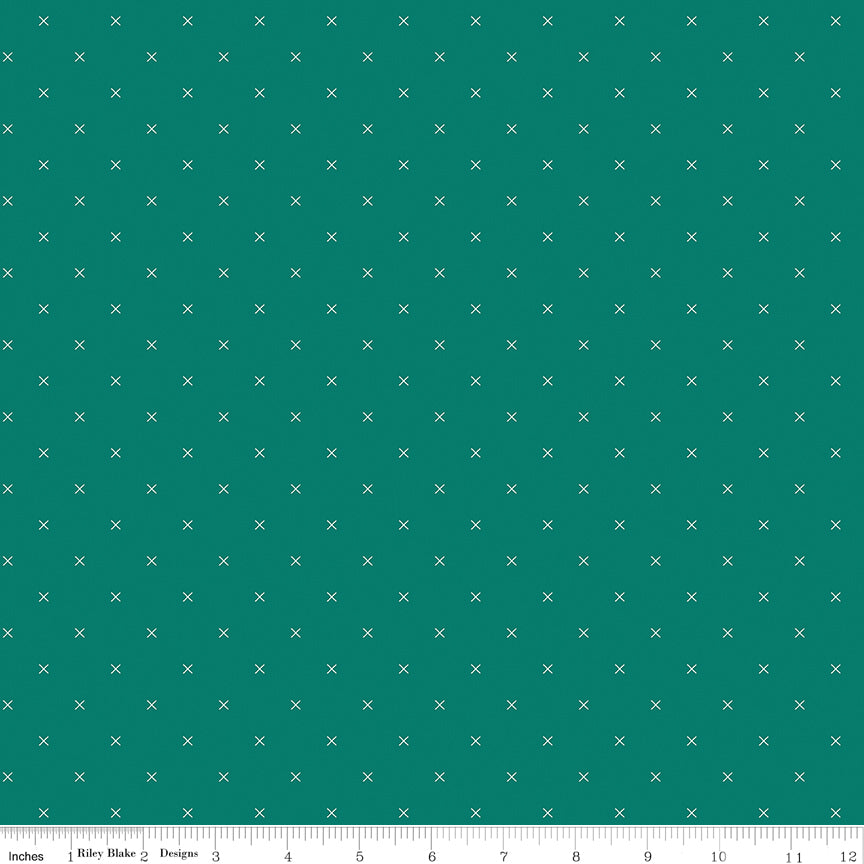 Bee Cross Stitch Jade Yardage by Lori Holt for Riley Blake Designs