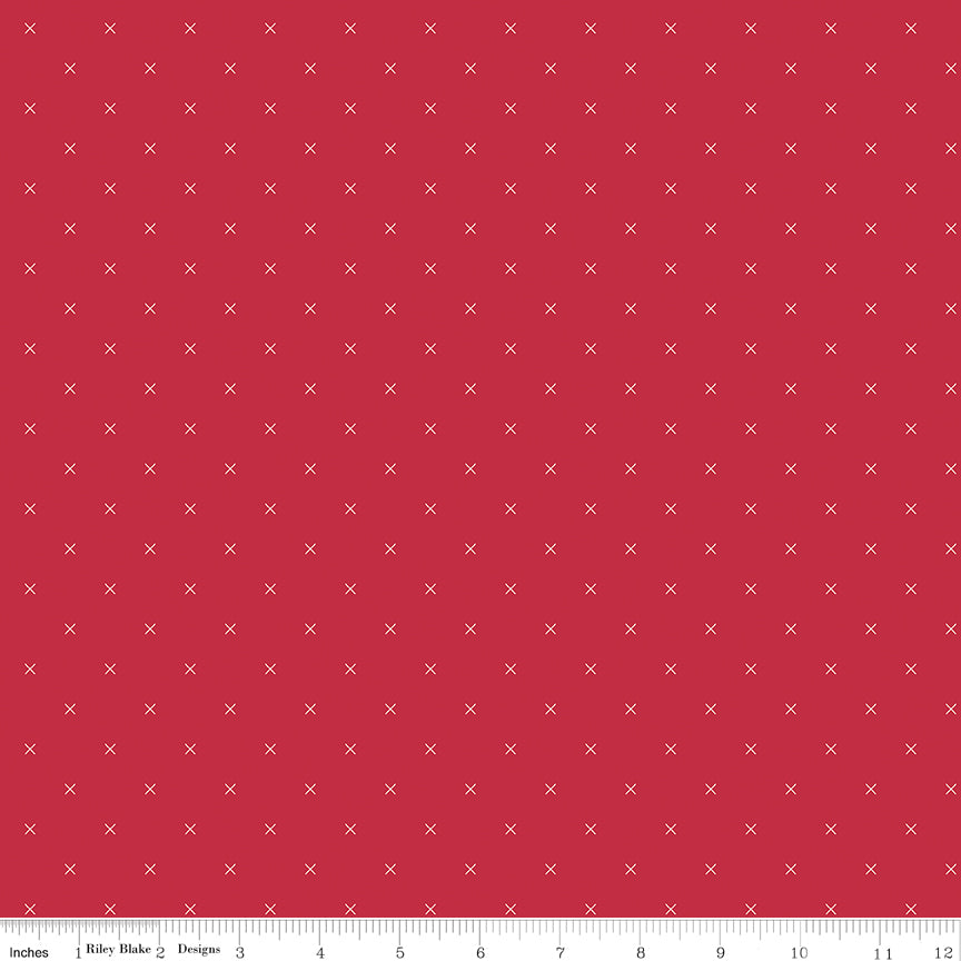 Bee Cross Stitch Jazzberry Yardage by Lori Holt for Riley Blake Designs