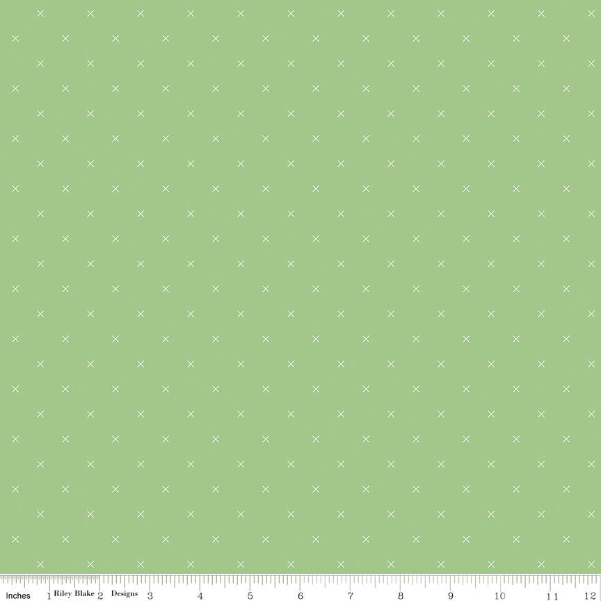 Bee Cross Stitch Riley Green Yardage by Lori Holt for Riley Blake Designs