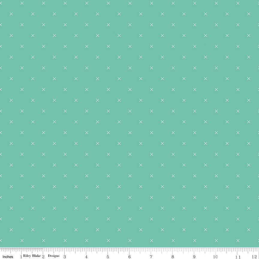 Bee Cross Stitch Seaglass Yardage by Lori Holt for Riley Blake Designs