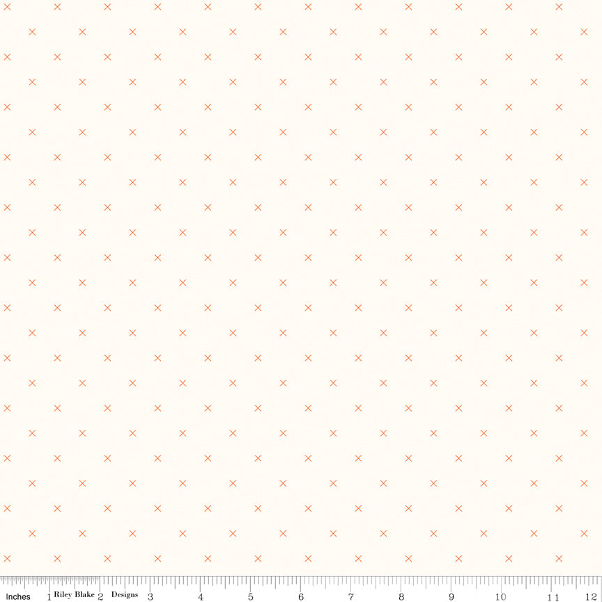 Bee Cross Stitch Cloud Pumpkin Yardage by Lori Holt for Riley Blake Designs