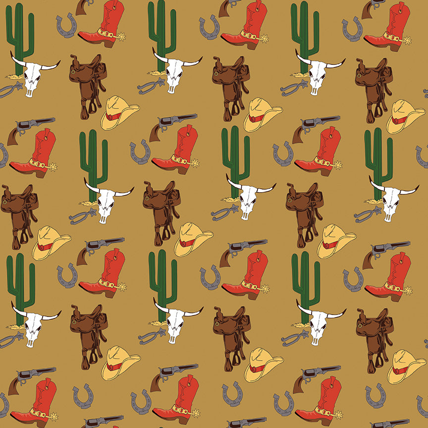Cowboy Country Tan Gear Yardage by Carta Bella for Riley Blake