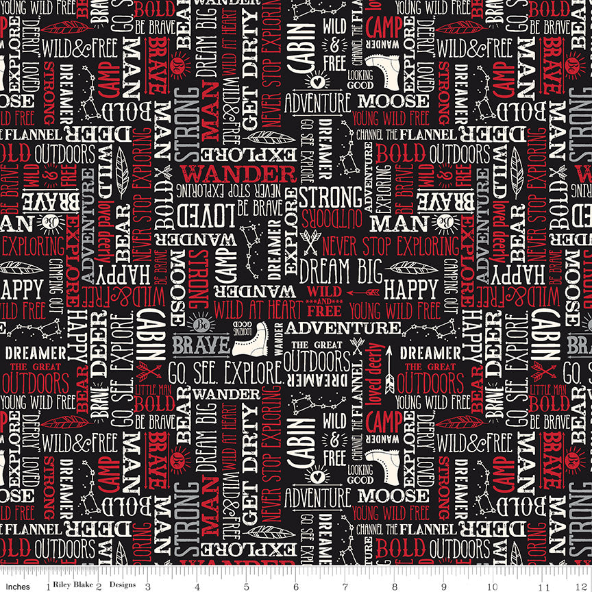 Wild At Heart Black Words Yardage by Lori Whitlock for Riley Blake Designs