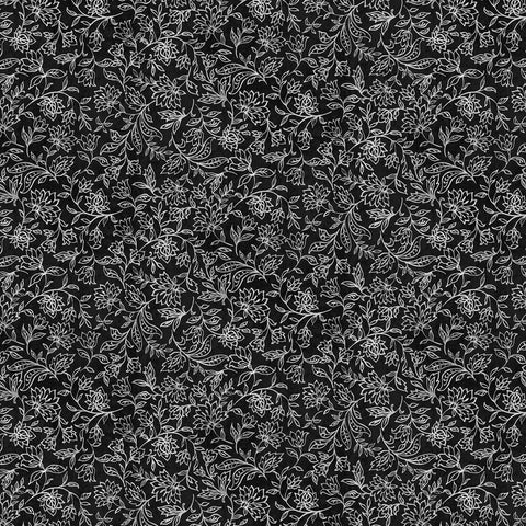 Life is Better on the Farm Black Linear Floral Yardage by Michael Miller Fabrics