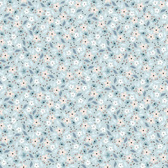 House and Home Blue Cicely Yardage by Lori Woods for Poppie Cotton Fabrics