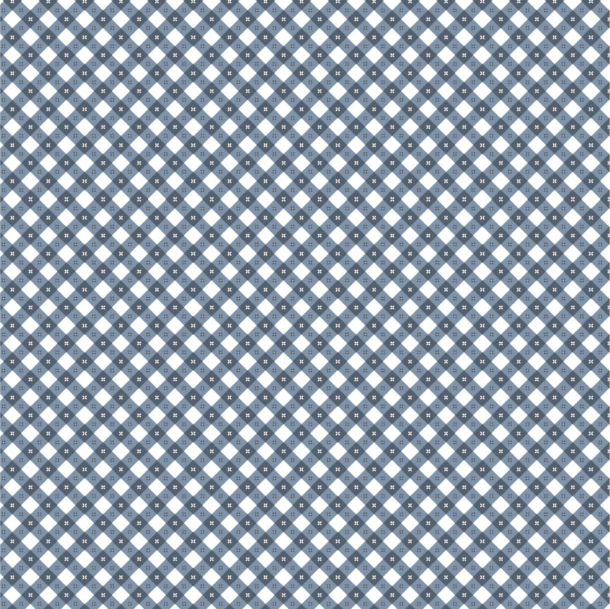 Gingham Picnic Blue Liberty Yardage by Lori Woods for Poppie Cotton Fabrics