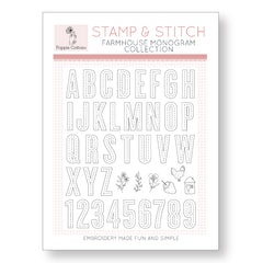 Stamp and Stitch Farmhouse Monogram Collection by Poppie Cotton
