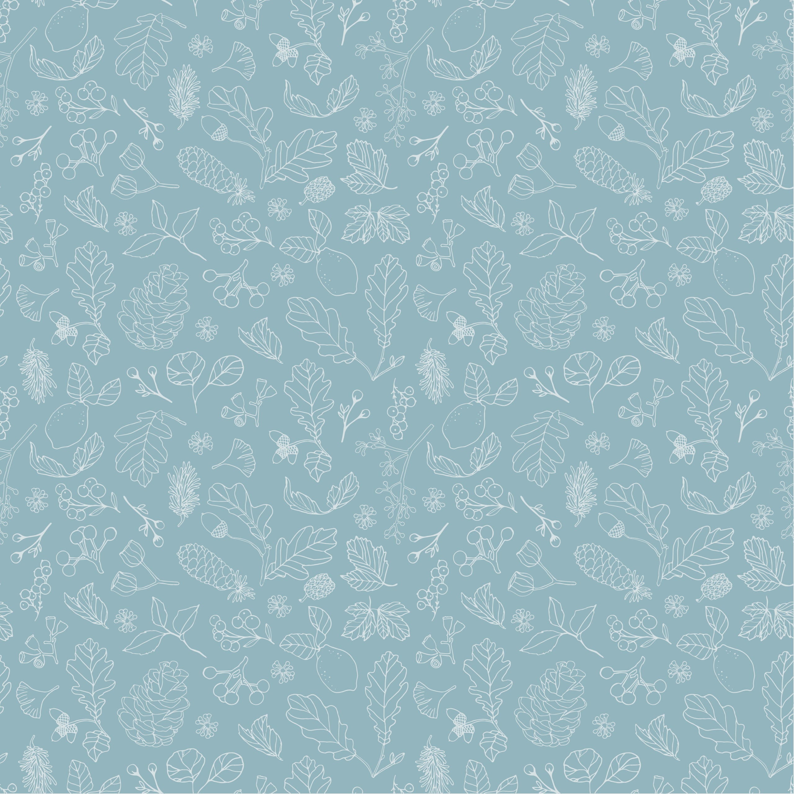 House and Home Blue Forest Yardage by Lori Woods for Poppie Cotton Fabrics