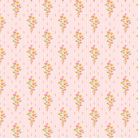 Hollyhock Lane Pink Love At Home Yardage by Sheri McCulley for Poppie Cotton Fabrics