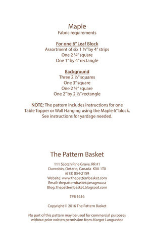 Maple Quilt Pattern by The Pattern Basket