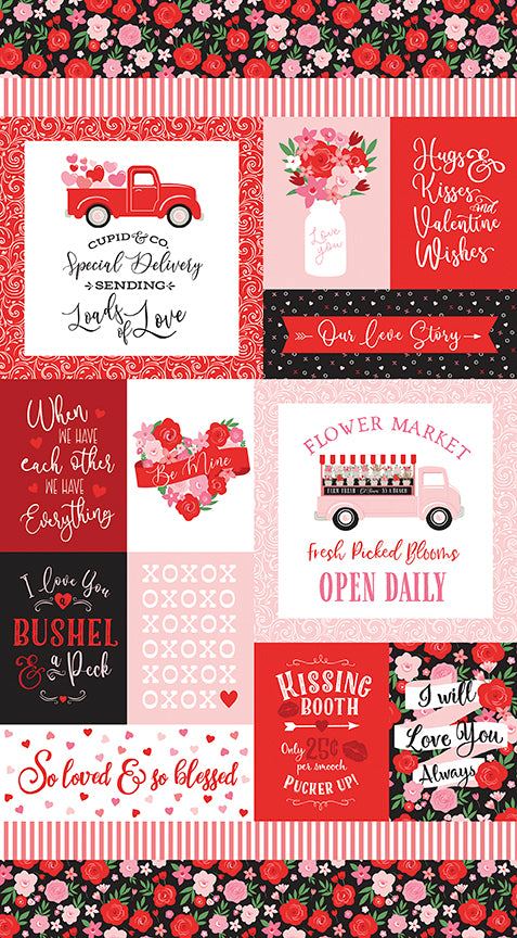 Falling In Love Red Panel by Dani Mogstad for Riley Blake Designs