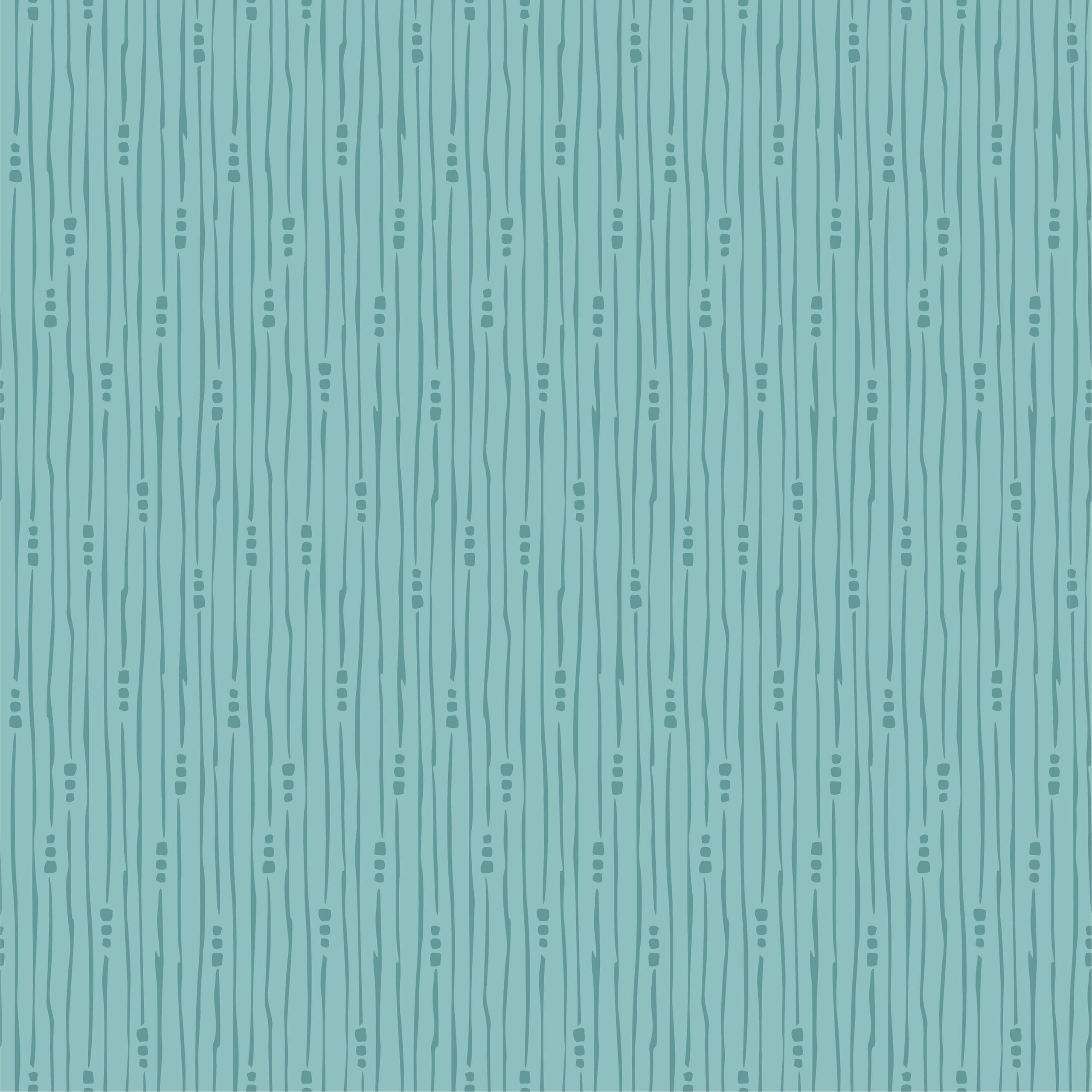 Hollyhock Lane Teal Rain Yardage by Lori Woods for Poppie Cotton Fabrics