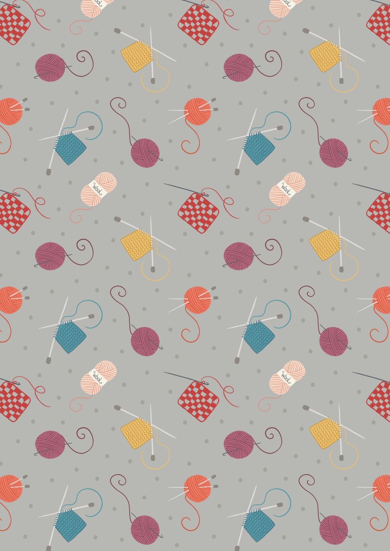 Small Things Gray Knitting And Crochet Yardage by Lewis & Irene Fabrics