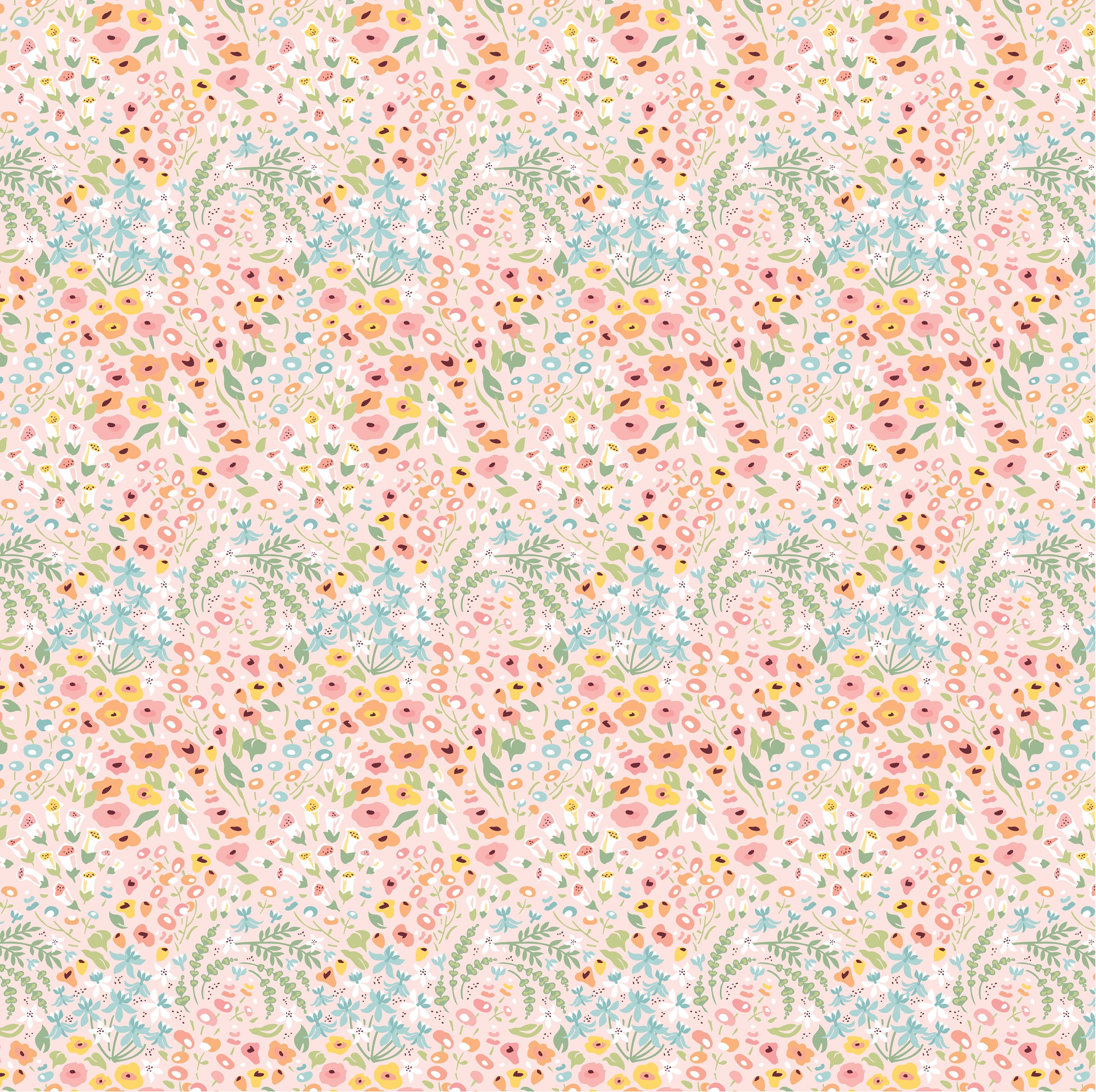 Hollyhock Lane Pink So Dear Yardage by Lori Woods for Poppie Cotton Fabrics
