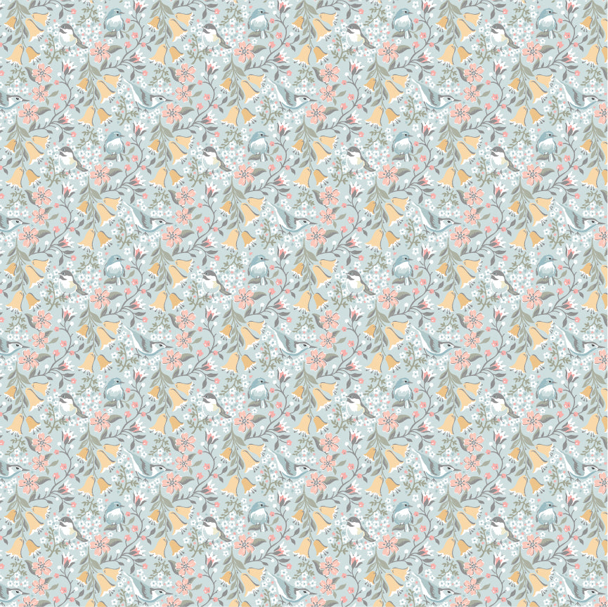 Songbird Serenade Blue Serenade Yardage by Lori Woods for Poppie Cotton Fabrics