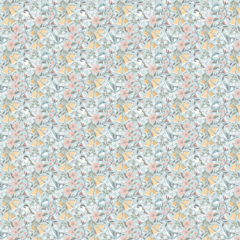 Songbird Serenade Blue Serenade Yardage by Lori Woods for Poppie Cotton Fabrics