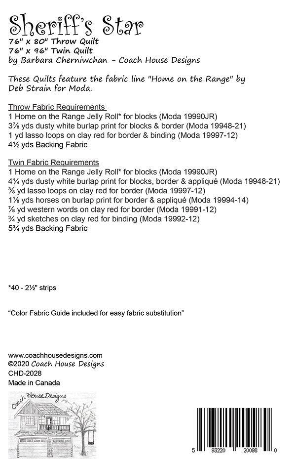 Sheriffs Star Quilt Pattern by Coach House Designs