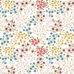 Sunshine And Chamomile White Sunshine Bouquet Yardage by Lori Woods for Poppie Cotton Fabrics